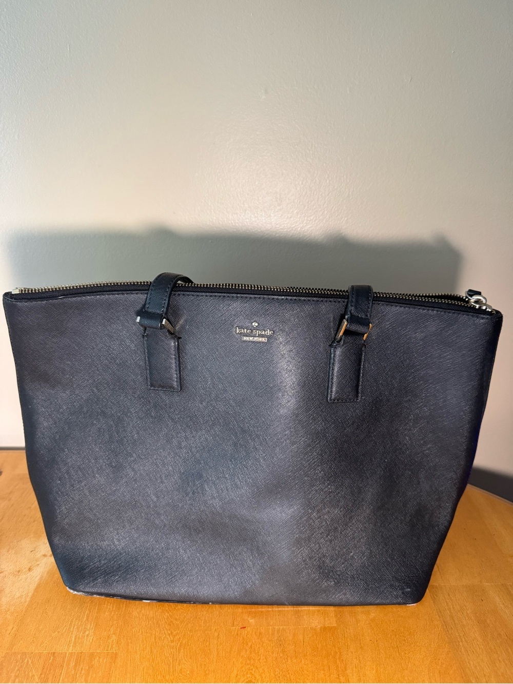 kate spade Navy Leather Laptop Tote